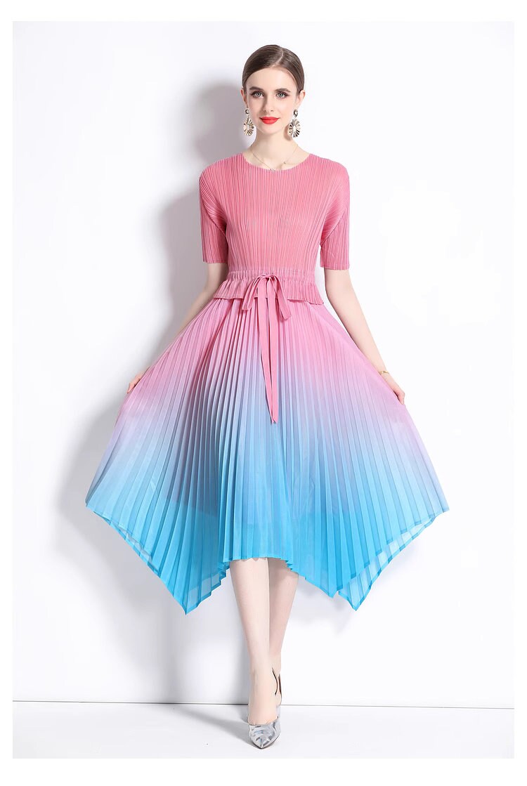 Pleated midi dress boho sun dress colorful ruffle dress summer beach maxi dress wedding party cocktail dress prom dress everyday casual