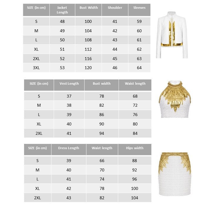 Beaded fashion gold blazer + vest + skirt set designer woman wear dress suit wedding wear cocktail formal suit set