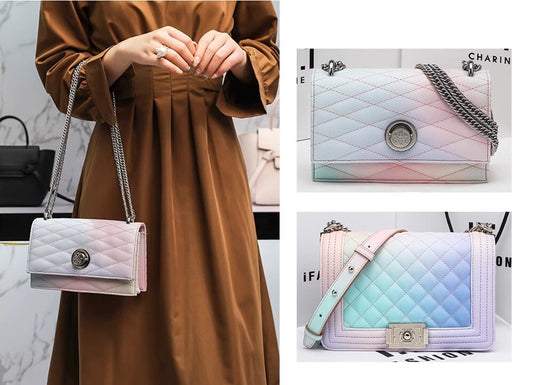 Rainbow gradient handbag with removable strap, vibrant color lady party shoulder bag, cross body bag purse small clutch