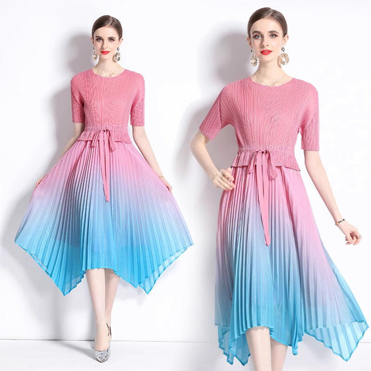 Pleated midi dress boho sun dress colorful ruffle dress summer beach maxi dress wedding party cocktail dress prom dress everyday casual