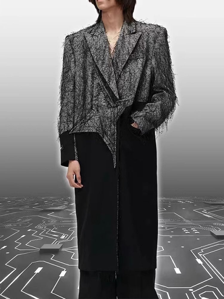 Star symbol patchwork women coat, designer smart casual trench coat modern long jacket all seasons party event wedding office wear