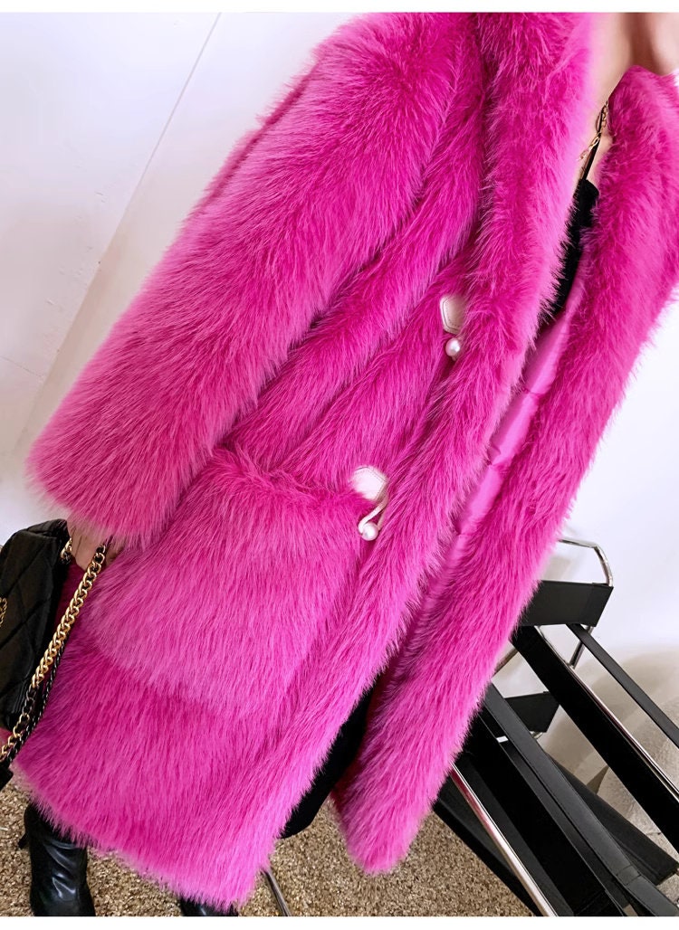 Furry faux fur purple coat with hood, rave punk goth cozy plur top party clubwear unique designer outdoors kpop style trench coat