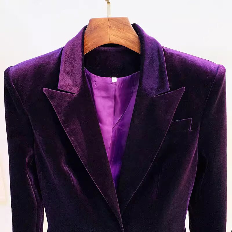 Women Velvet Brown/ Purple Blazer + Mid-High Rise Flare Trousers Pants Suit, Wedding Suit, Graduation, Speech Day, Birthday Party