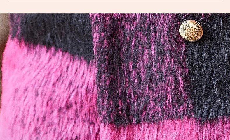 Pink/ Black striped fur layer blazer shorts, woman long sleeve suit set, wedding suit office formal wear smart casual