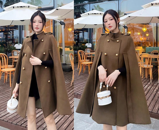 Brown Royal styled Cloak, designer woman long coat cape coat ponchos, Smart Causal/ Formal/ Party Event/ Prom Wedding/Gift