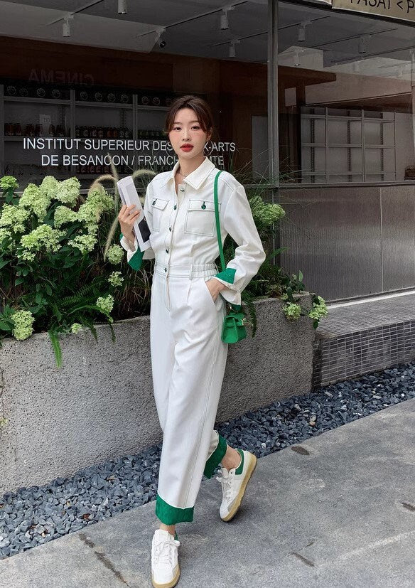 Contrast colors Jumpsuit, Woman Unique Rompers Street Smart Casual High Rise Overalls Holiday Playsuit Outdoors Wedding Party Gift