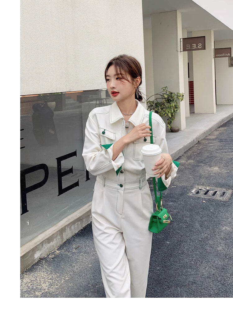 Contrast colors Jumpsuit, Woman Unique Rompers Street Smart Casual High Rise Overalls Holiday Playsuit Outdoors Wedding Party Gift