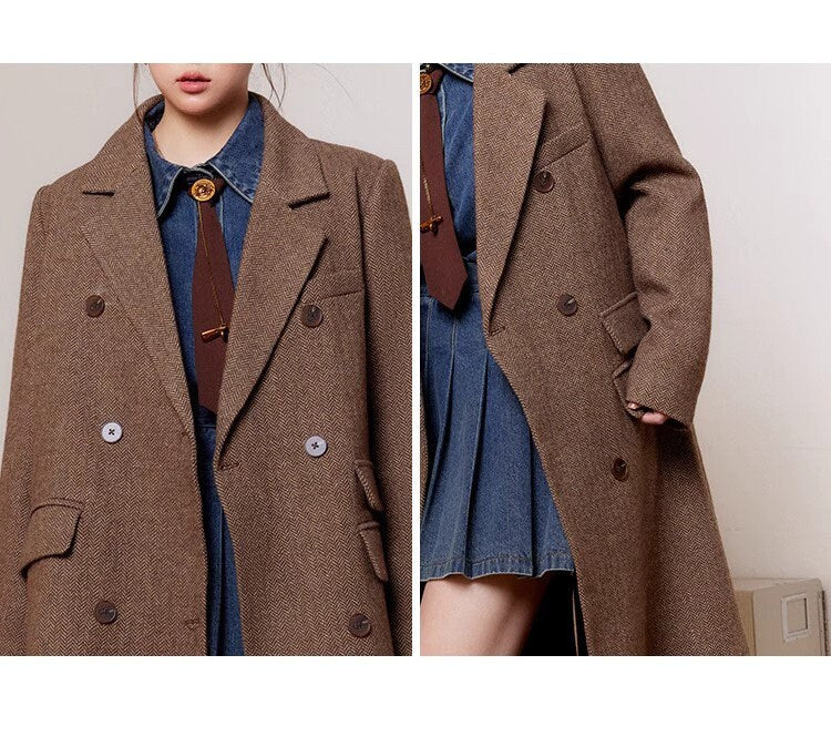 Classic vintage brown Trench Coat, Designer Woman long coat various sizes for Smart Casual/ Formal/Outdoors/ Gift for her