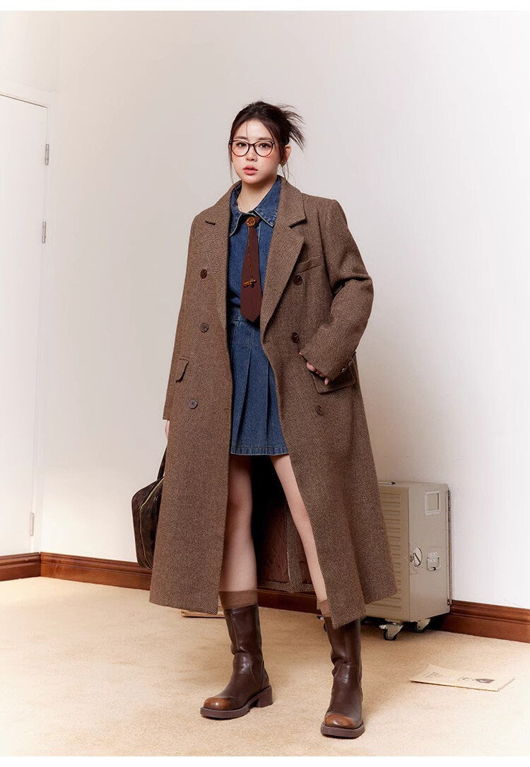 Classic vintage brown Trench Coat, Designer Woman long coat various sizes for Smart Casual/ Formal/Outdoors/ Gift for her