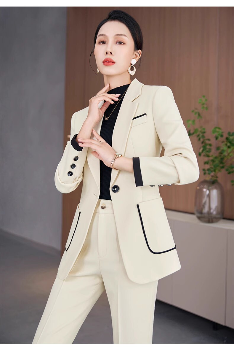 Trendy Pantsuit in various colors, Designer Women slim cut winter Suit Jacket + Pants, Smart Causal/ Formal/ Party Event/ Prom Wedding/Gift