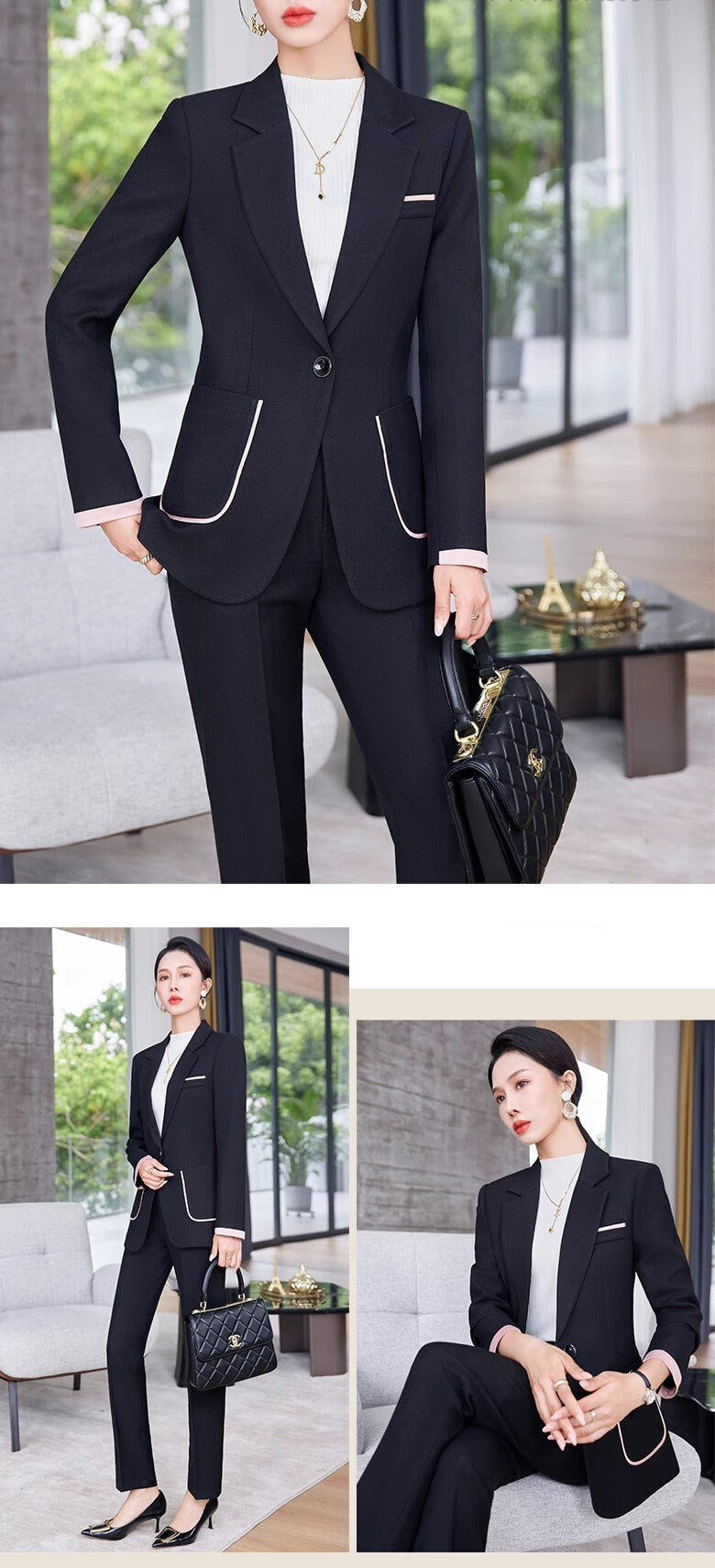 Trendy Pantsuit in various colors, Designer Women slim cut winter Suit Jacket + Pants, Smart Causal/ Formal/ Party Event/ Prom Wedding/Gift