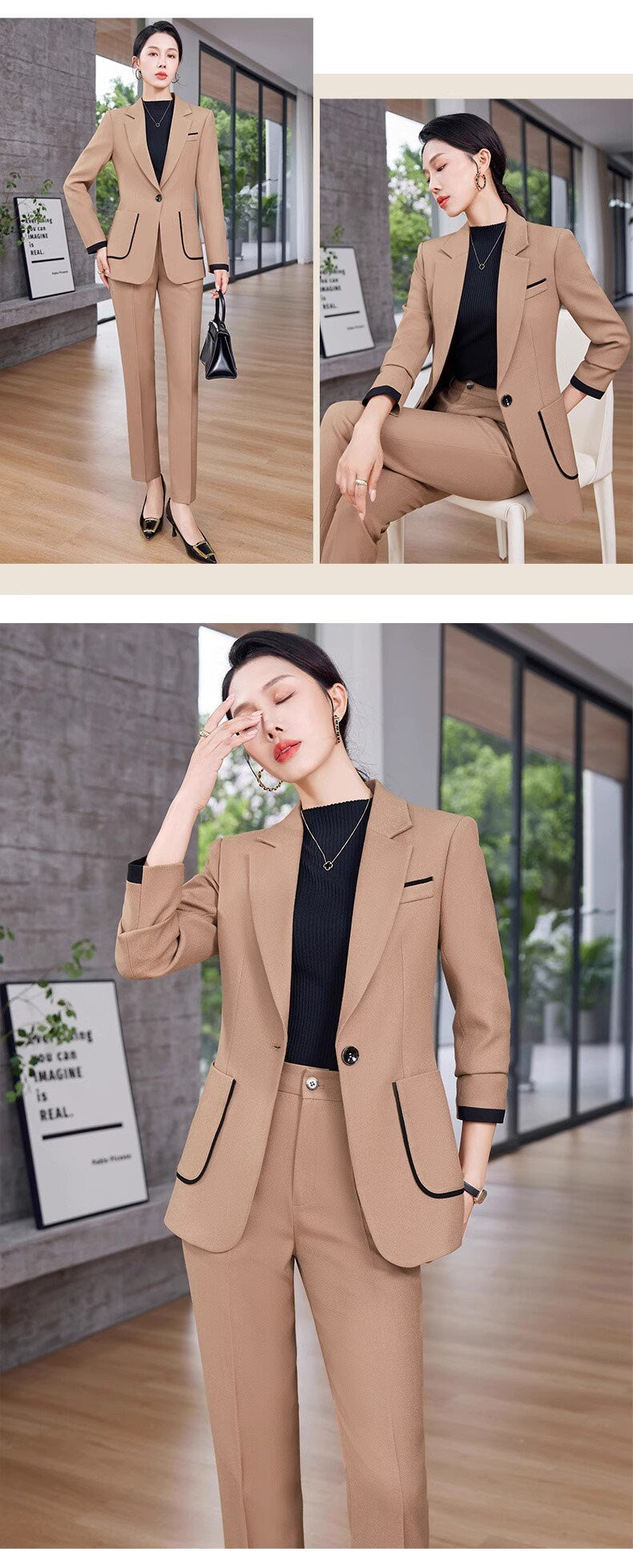 Trendy Pantsuit in various colors, Designer Women slim cut winter Suit Jacket + Pants, Smart Causal/ Formal/ Party Event/ Prom Wedding/Gift