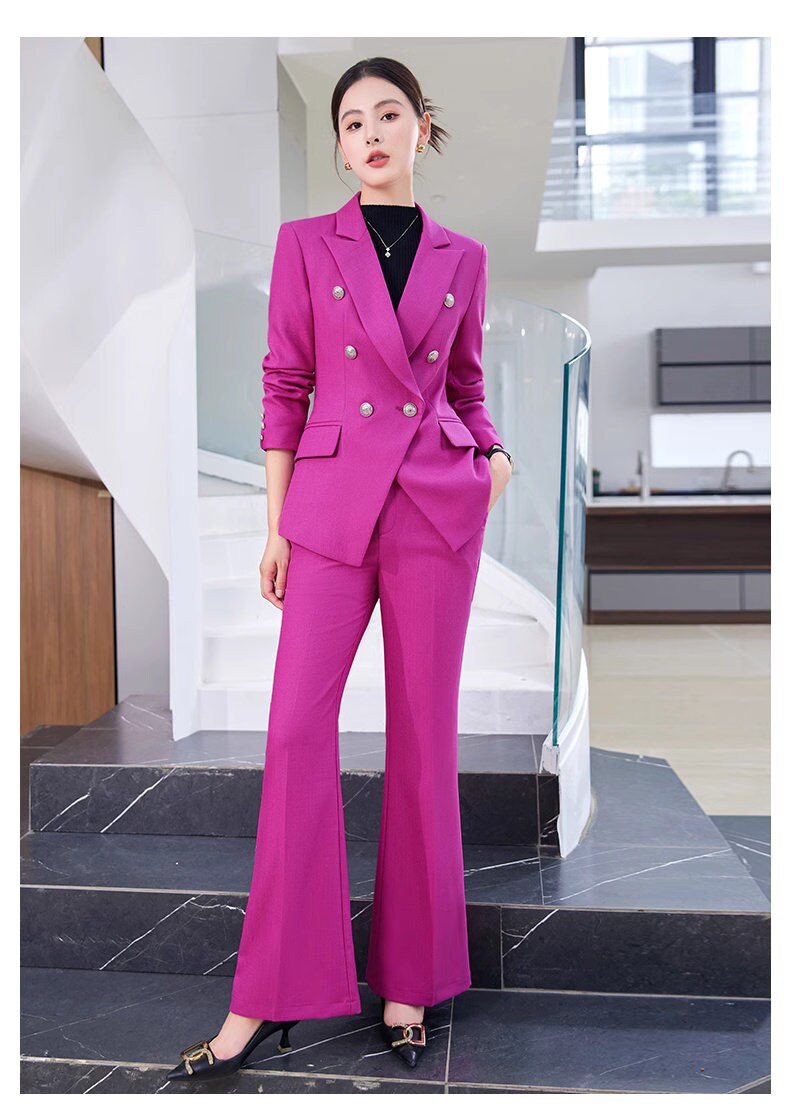 Trendy Pantsuit in various colors, Designer Women sleeved winter falls Suit Jacket + Pants, Smart Causal/ Formal/ Party Event/ Prom Wedding