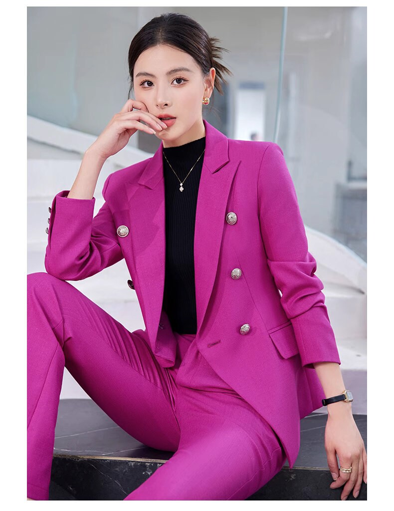 Trendy Pantsuit in various colors, Designer Women sleeved winter falls Suit Jacket + Pants, Smart Causal/ Formal/ Party Event/ Prom Wedding