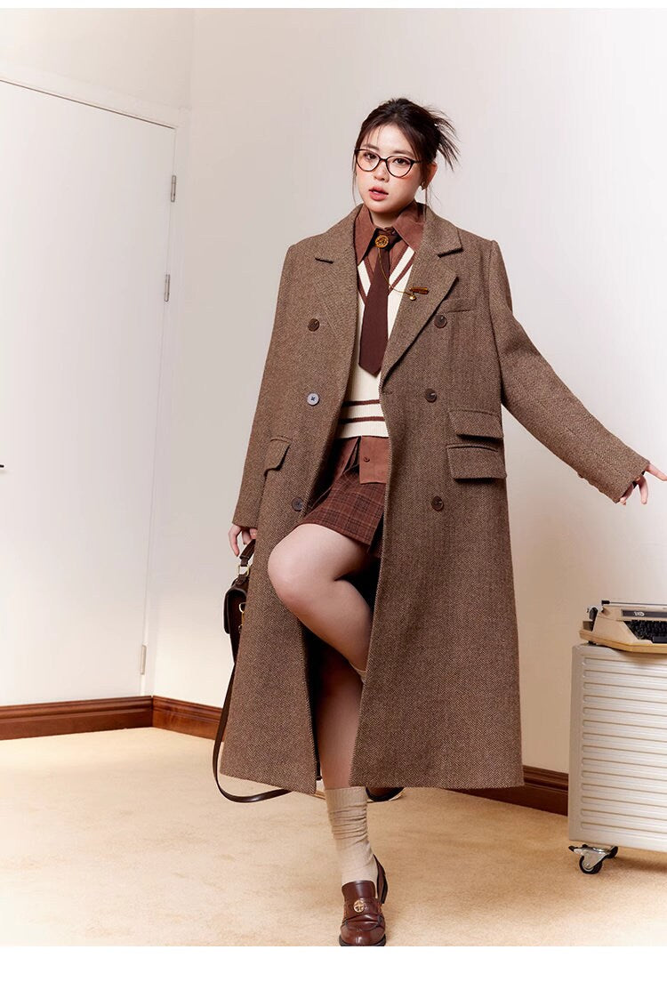 Classic vintage brown Trench Coat, Designer Woman long coat various sizes for Smart Casual/ Formal/Outdoors/ Gift for her