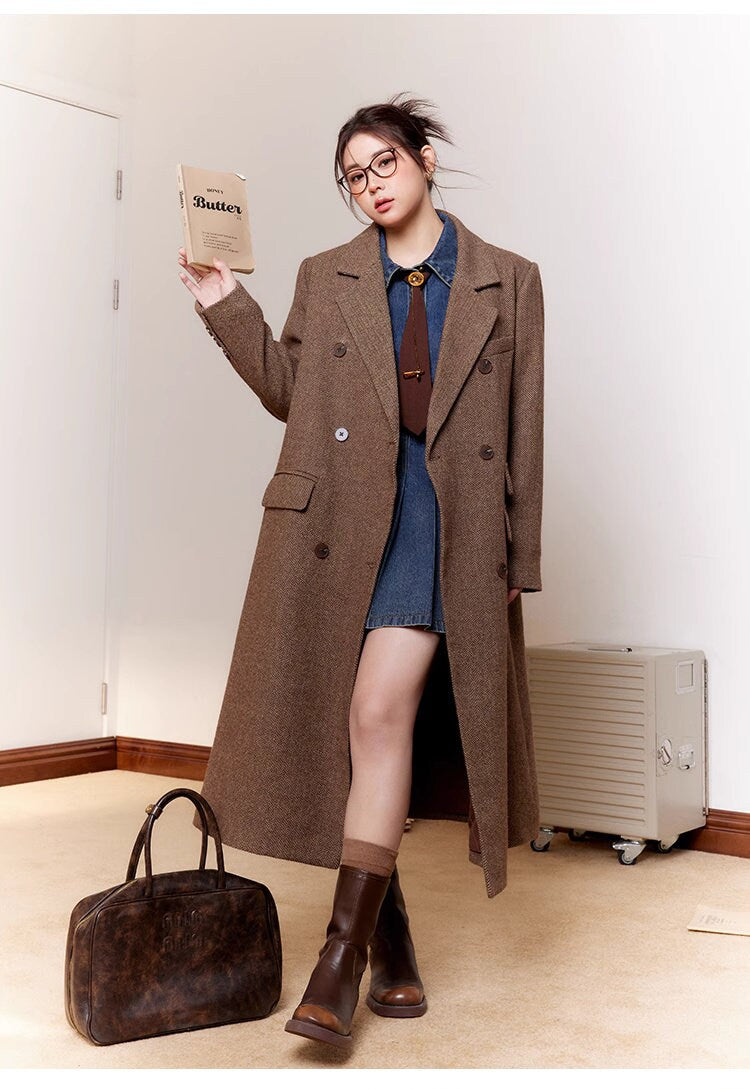 Classic vintage brown Trench Coat, Designer Woman long coat various sizes for Smart Casual/ Formal/Outdoors/ Gift for her