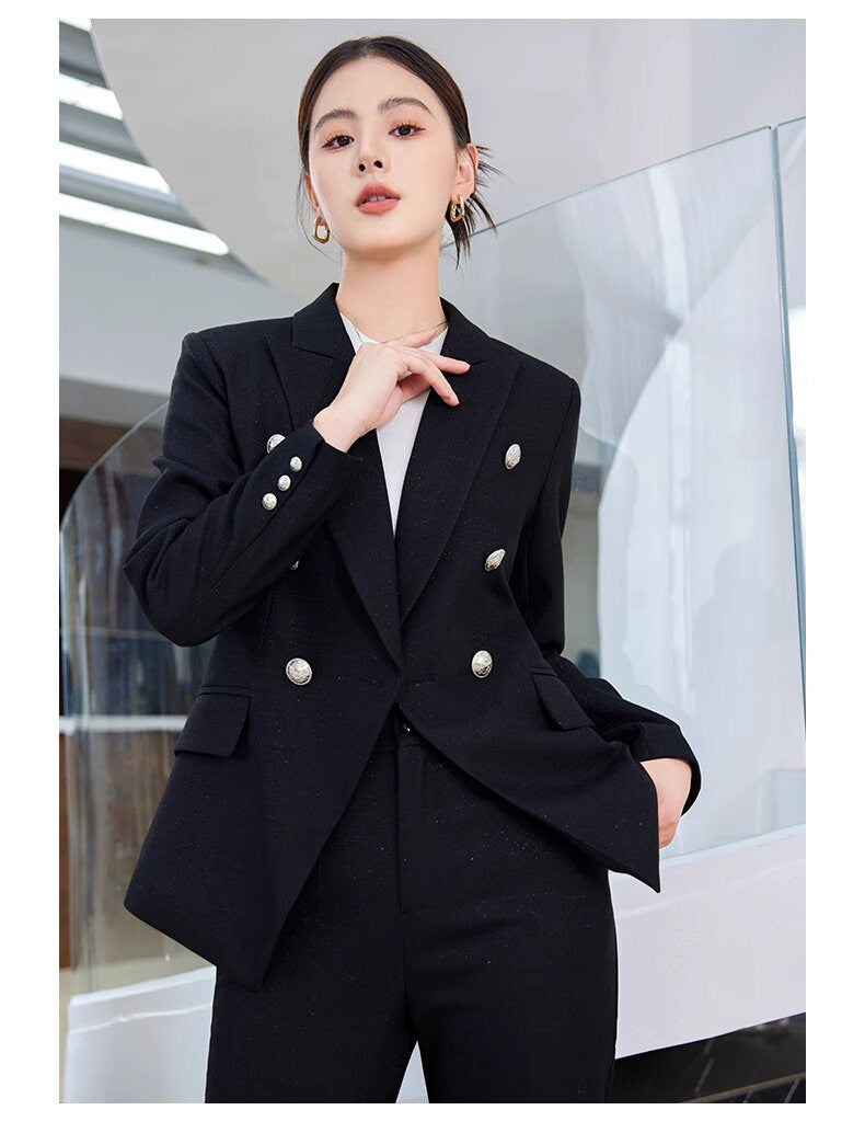 Trendy Pantsuit in various colors, Designer Women sleeved winter falls Suit Jacket + Pants, Smart Causal/ Formal/ Party Event/ Prom Wedding