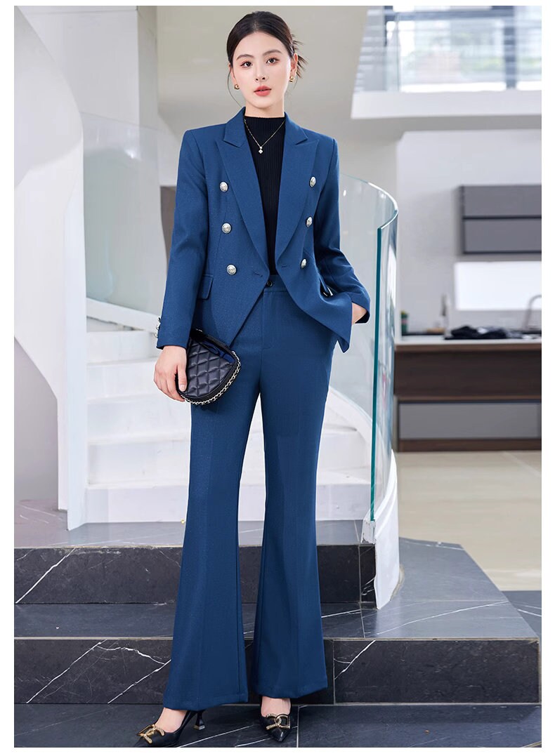 Trendy Pantsuit in various colors, Designer Women sleeved winter falls Suit Jacket + Pants, Smart Causal/ Formal/ Party Event/ Prom Wedding