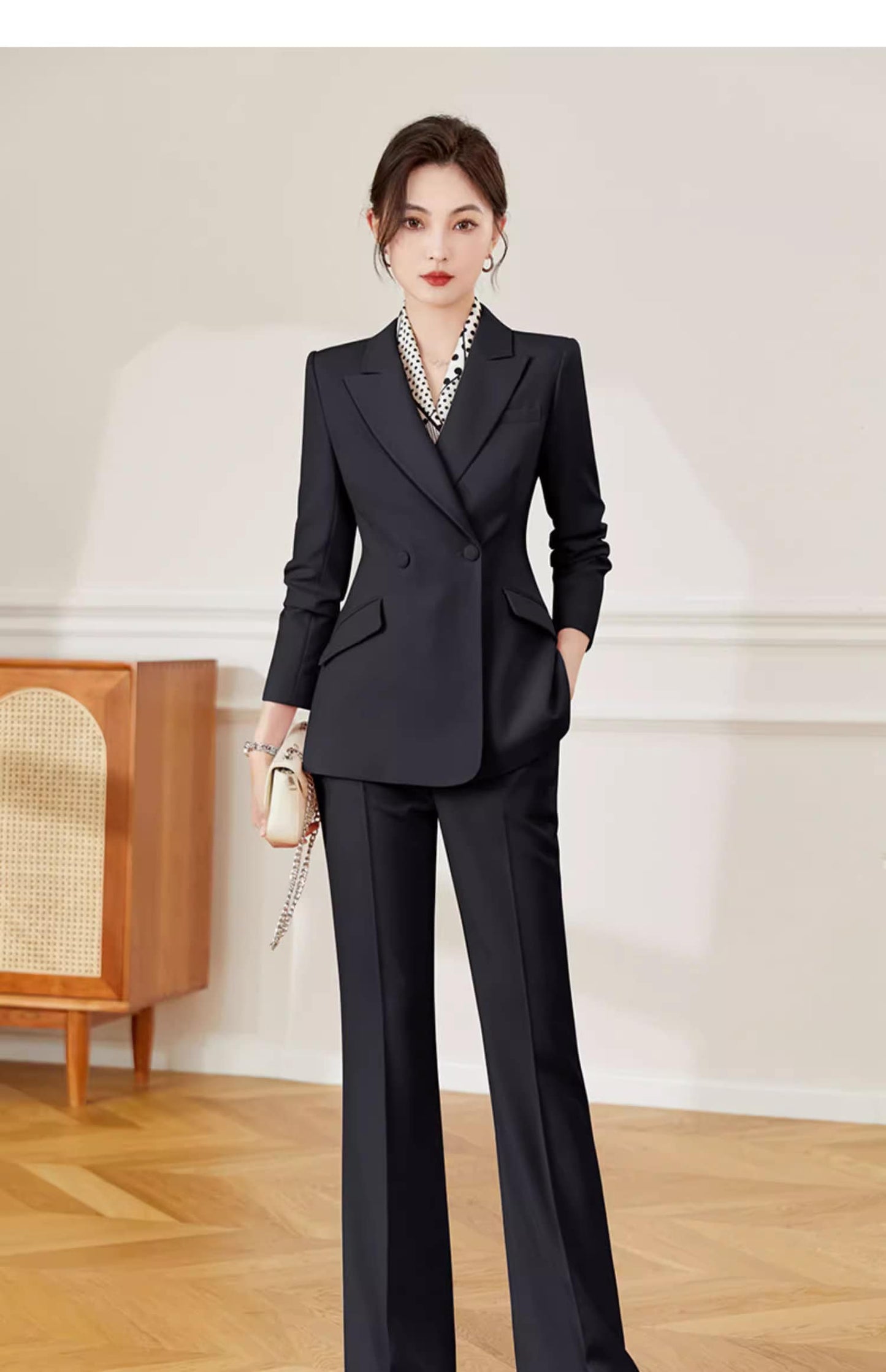 Peacock blue/ Pink/ Black Trendy Pantsuit, Designer Women sleeved Suit Jacket + Pants, Smart Causal/ Formal/ Party/ Prom Wedding suit