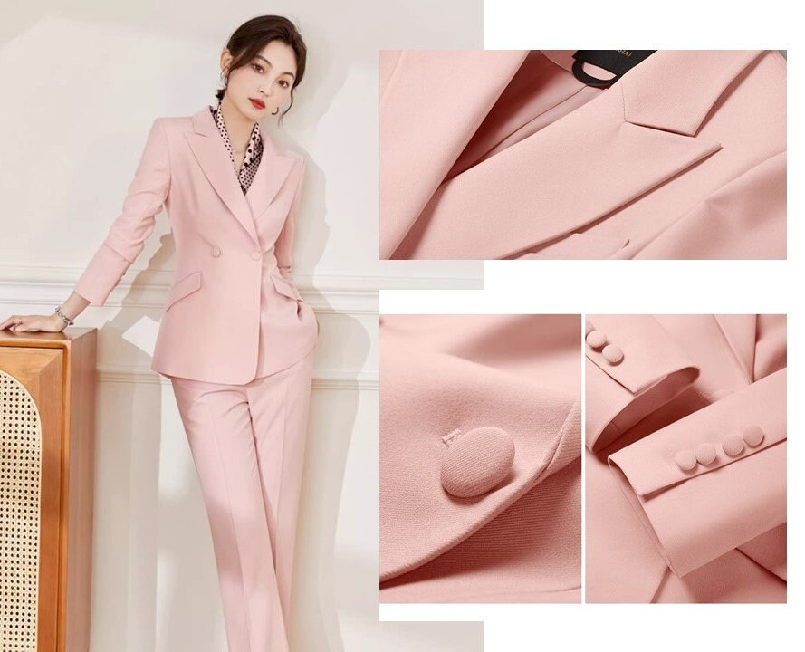 Peacock blue/ Pink/ Black Trendy Pantsuit, Designer Women sleeved Suit Jacket + Pants, Smart Causal/ Formal/ Party/ Prom Wedding suit