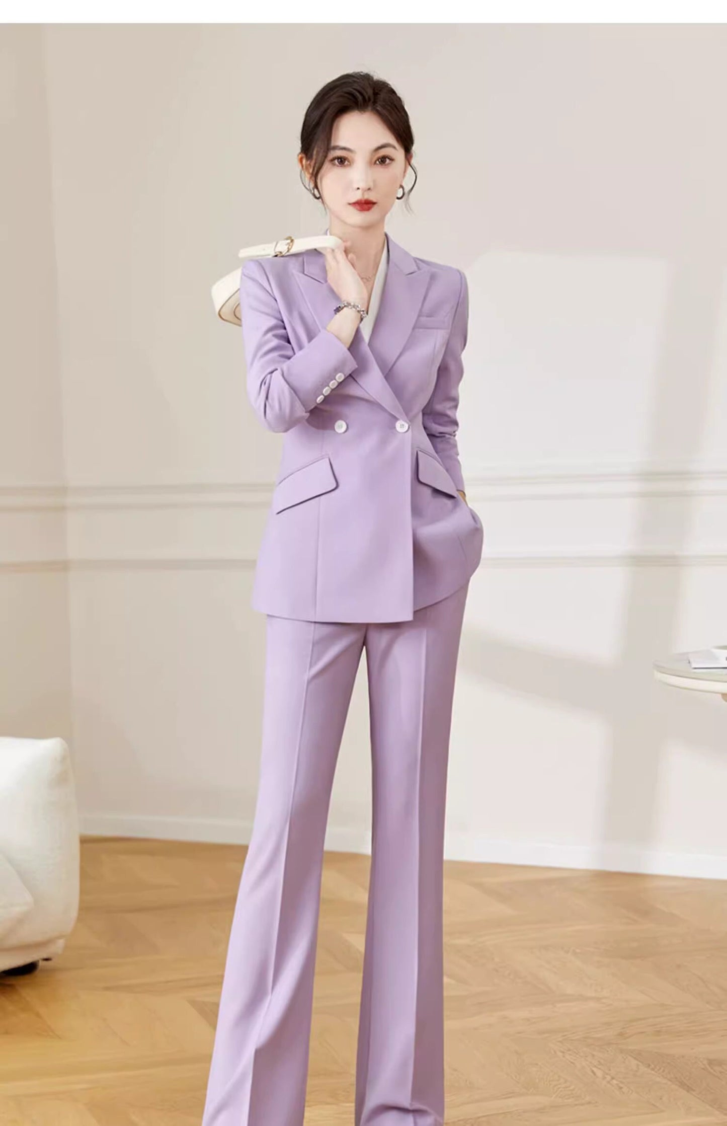 Orange/ Purple/ White Trendy Pantsuit, Designer Women sleeved Suit Jacket + Pants, Smart Formal suit / Party Event/ Prom Wedding suit